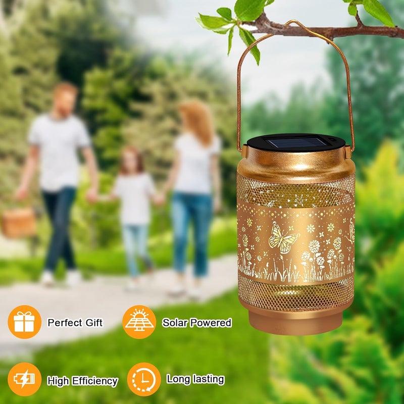 EDOF Butterfly Solar Lanterns Outdoor Waterproof Lights,Hanging Solar Lights Butterfly Christmas Decorations Gifts for Women Grandma,Hollowed-Out Metal Lantern for Garden Decor Yard,Patio,Backyard,Porch - Image 5